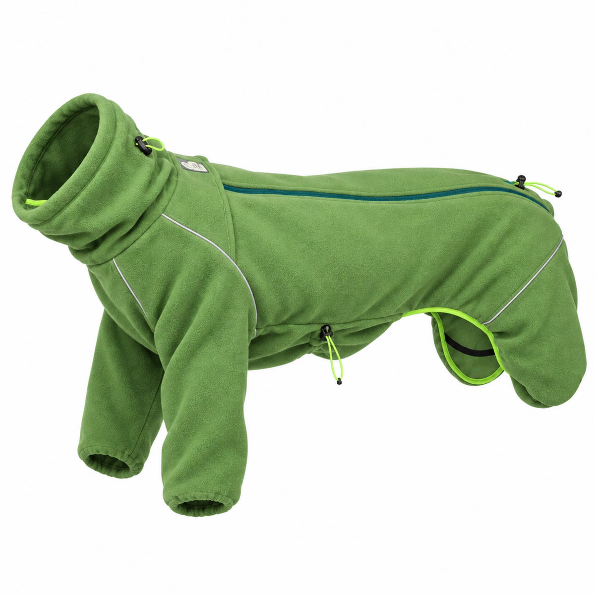 Cozy Hugger dog fleece jacket in Weald green, shown without a dog