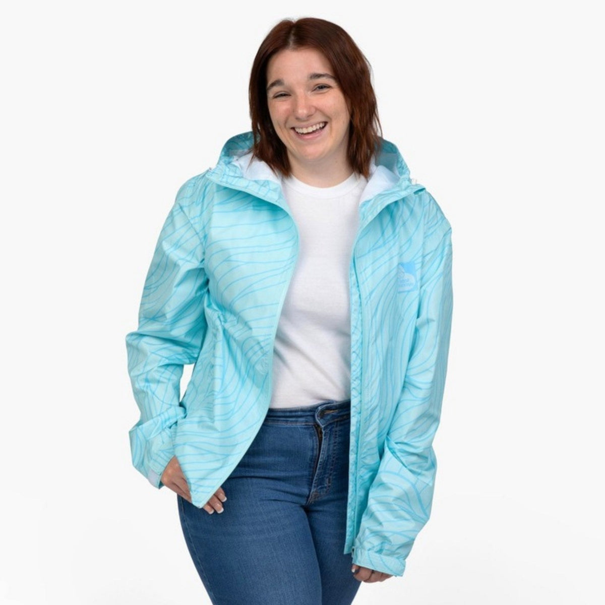 The human Puddle Jumper raincoat in Ripple, front view 