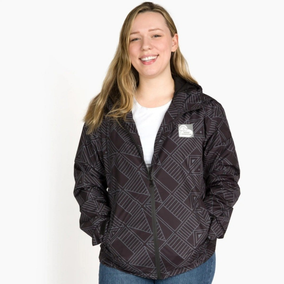 The human Puddle Jumper raincoat in Eclipse, front view 