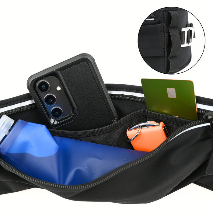 Zip pocket on the Runner Belt for phone, keys and cards