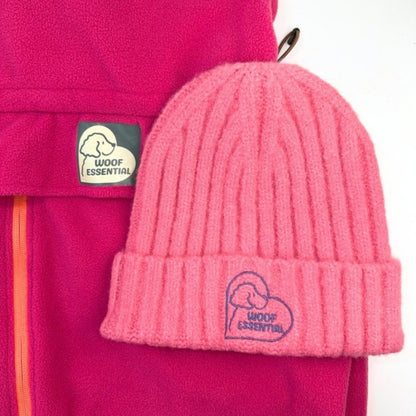 Cozy Hugger fleece in Blossom with the matching Blossom beanie