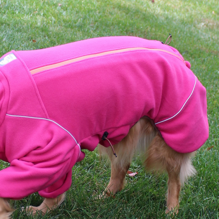 Side view of the Blossom Cozy Hugger fleece jacket showing the side zipper
