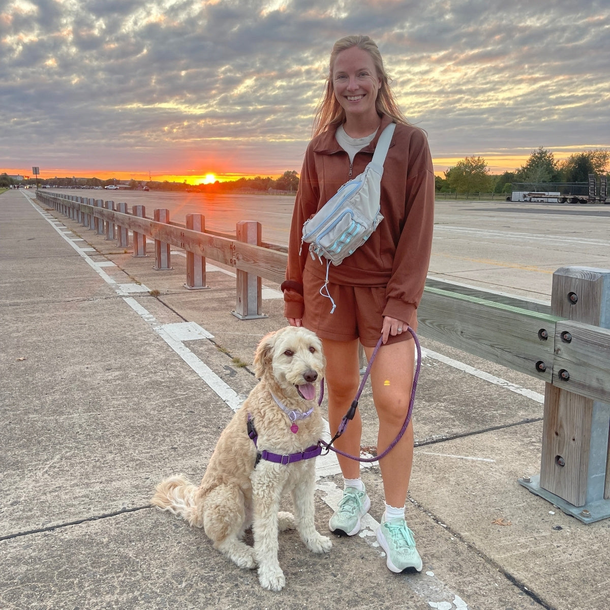 Sunset walk with a doodle, Hip Pack 2.0 worn crossbody