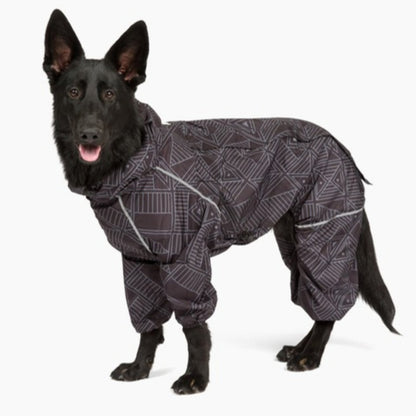 The dog Puddle Jumper raincoat in Eclipse, side view 