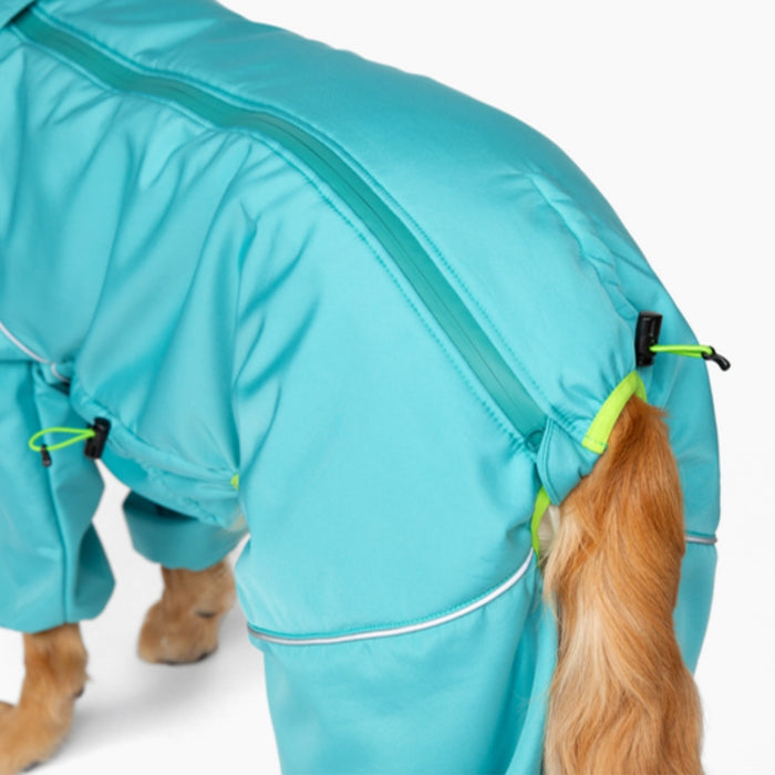 Close-up of the Snow Warrior side zipper and tail drawcord