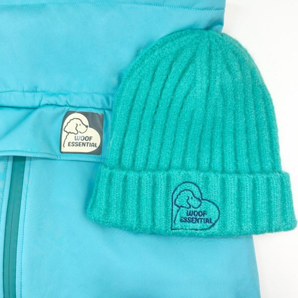Snow Warrior snowsuit in Oasis with the matching Oasis beanie