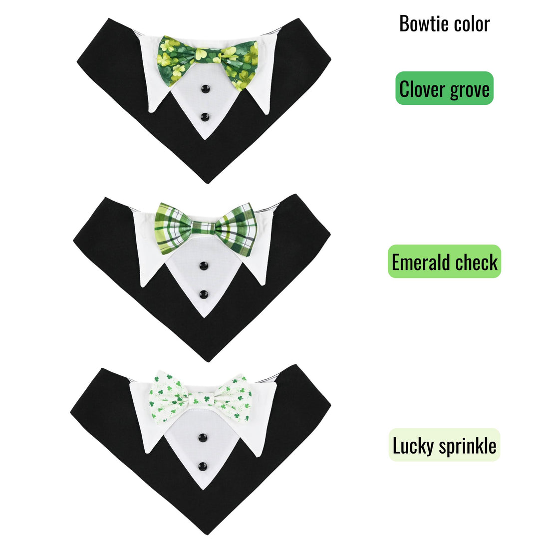 The black tuxedo bandana laid out with the St Patrick&