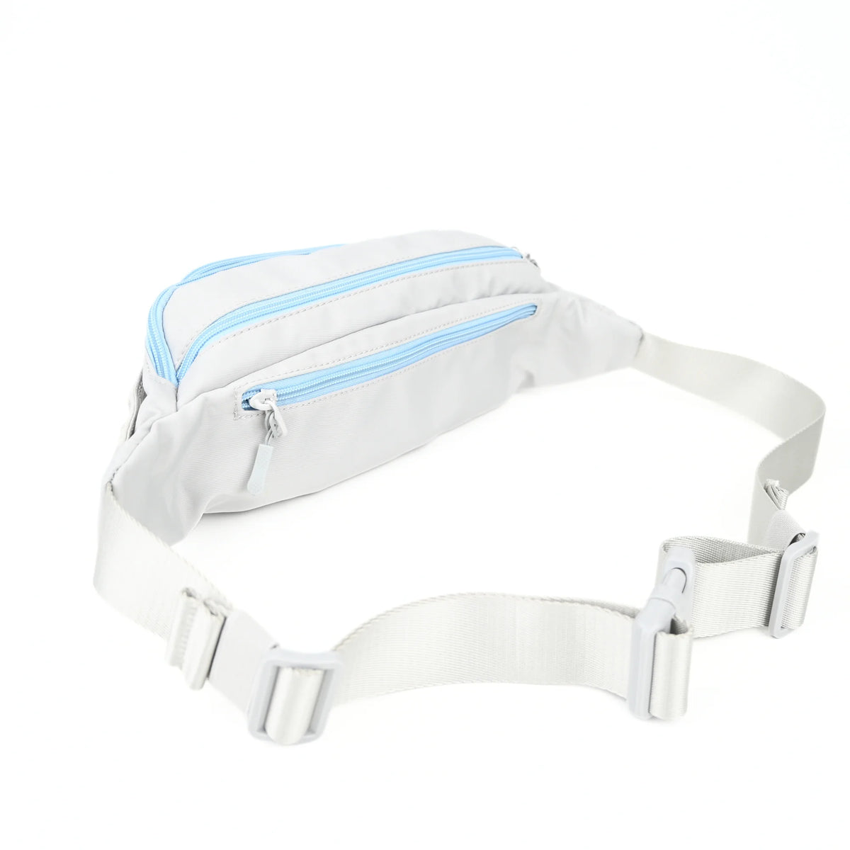 Back of the grey dog walking bag showing the adjustable strap