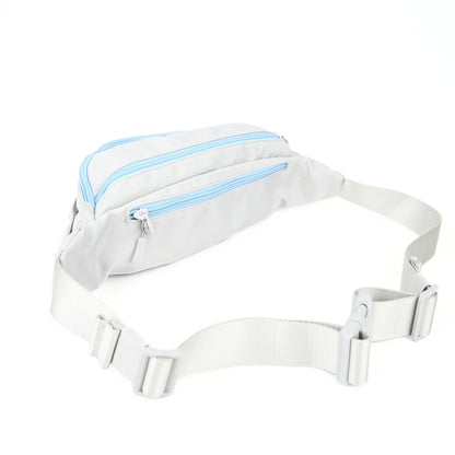 Back of the grey dog walking bag showing the adjustable strap