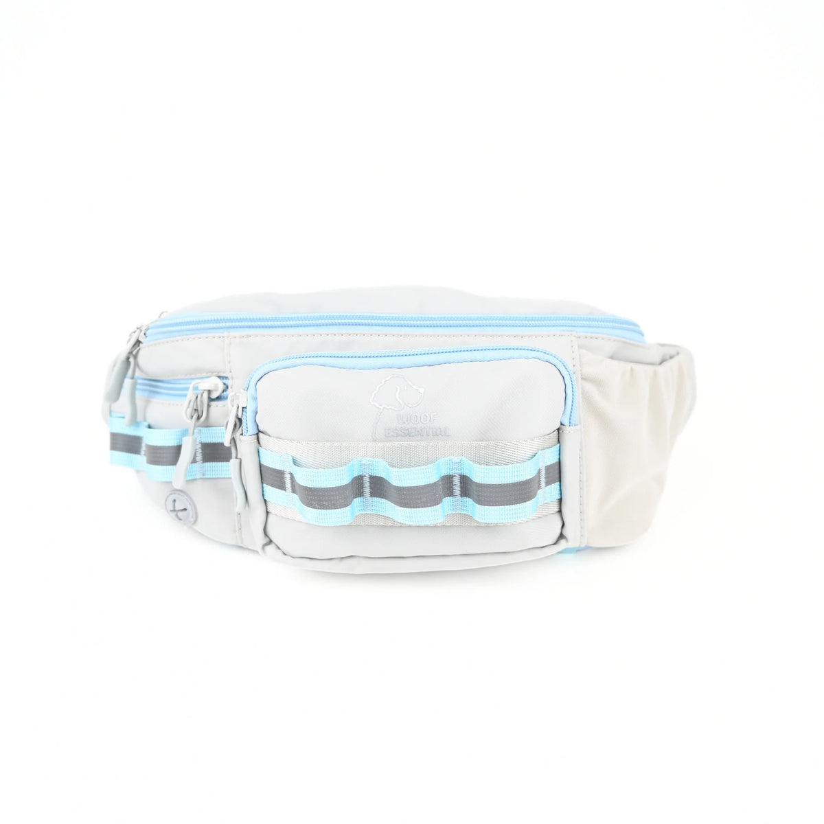 Grey dog walking bag, front view