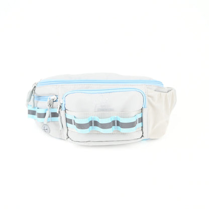 Grey dog walking bag, front view